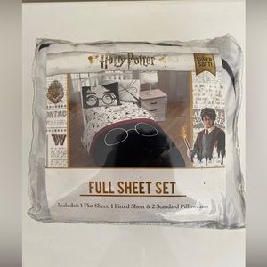 *Brand New*Harry Potter 4 pc Full Sheet Set Glasses Blk/Wht